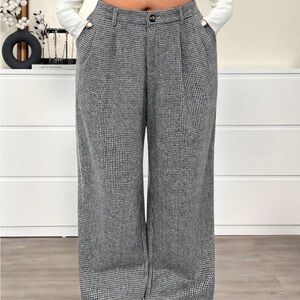 Black & White Houndstooth Wide Leg Pants